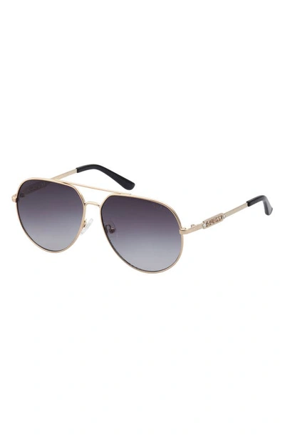 Shop Guess 56mm Gradient Pilot Sunglasses In Gold / Gradient Smoke