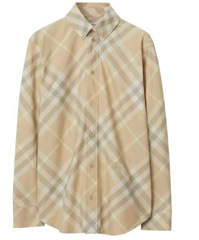 Shop Burberry Shirts In Flax Ip Check