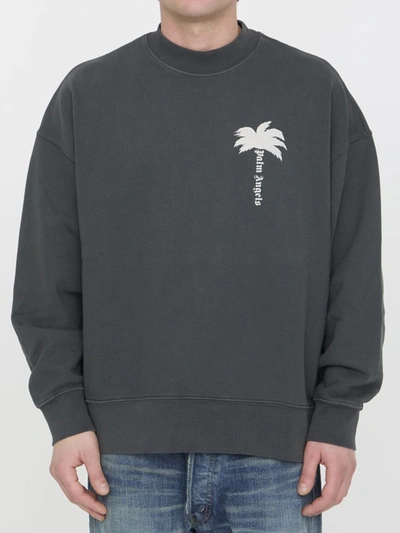 Shop Palm Angels The Palm Sweatshirt In Grey
