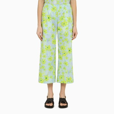 Shop Marni Light Blue/green Cropped Trousers