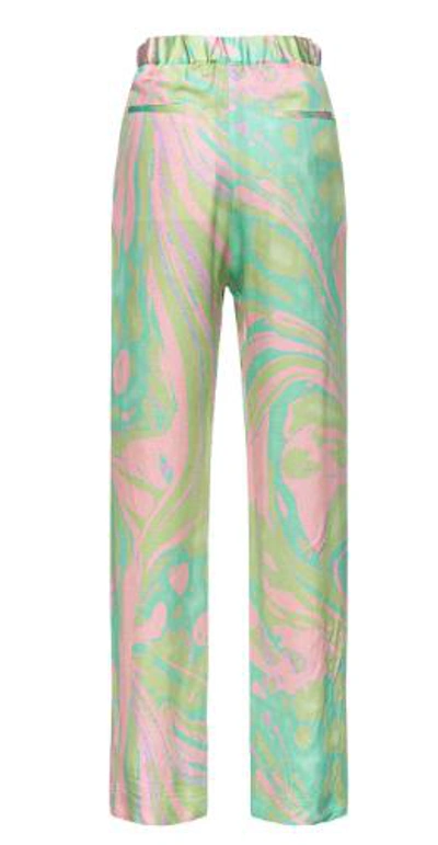 Shop Pinko Trousers In Verde/rosa