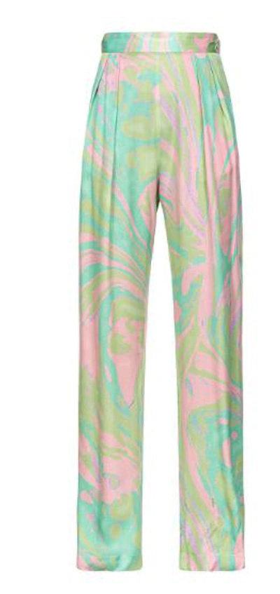 Shop Pinko Trousers In Verde/rosa