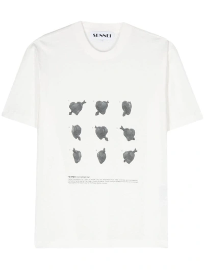 Shop Sunnei Cuori Di Pietra T-shirt In White