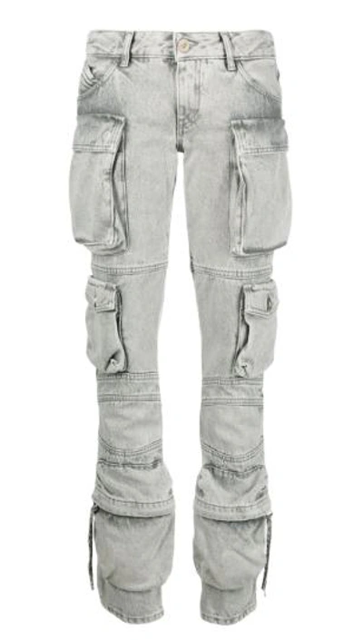 Attico Denim Trousers With Waist Belt Loops In Grey