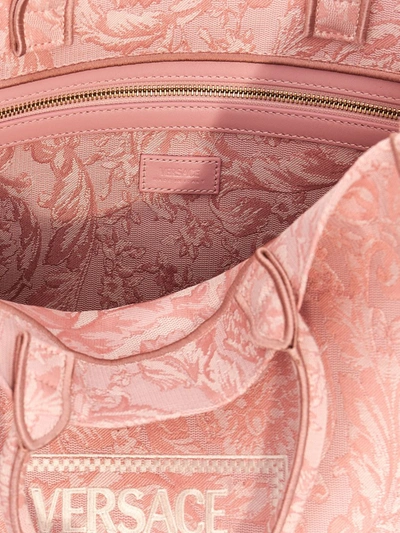 Shop Versace 'athena Barocco' Shopping Bag In Pink