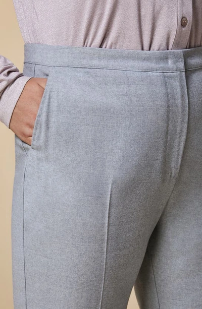 Shop Marina Rinaldi Flannel Stretch Virgin Wool Pants In Light Grey