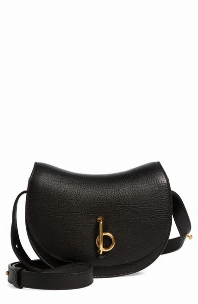 Shop Burberry Mini Rocking Horse Leather Shoulder Bag In Black
