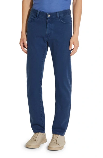 Shop Zegna City Fit Stretch Denim Jeans In Blu Ciano