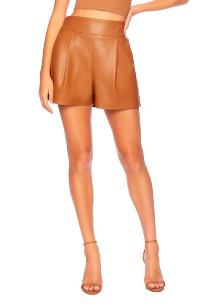 Shop Susana Monaco Faux Leather Shorts In Caramel