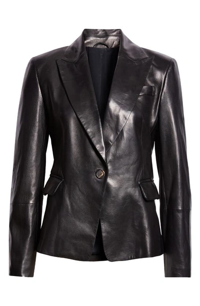 Shop Brunello Cucinelli Lambskin Leather Jacket In Black