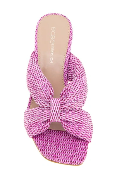 Shop Bcbgeneration Rooba Slide Sandal In Viva Pink Raffia