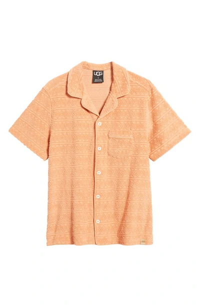 Shop Ugg Tasman Jacquard French Terry Braid Button-up Shirt In Mesa