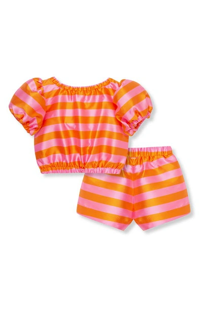 Shop Habitual Kids' Stripe Top & Shorts Set In Orange/ Pink Stripe