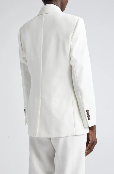 Shop Brunello Cucinelli Double Breasted Cotton Twill Blazer In Off White