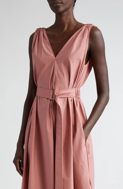 Shop Brunello Cucinelli Sleeveless Cotton Blend Belted Dress In C9596 Pink