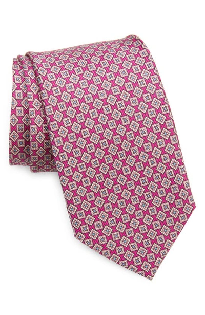 Shop David Donahue Neat Medallion Silk Tie In Berry