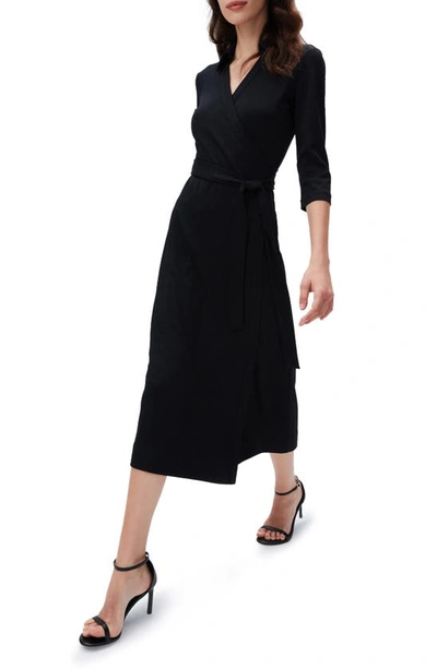 Shop Diane Von Furstenberg Abigail Midi Wrap Dress In Black