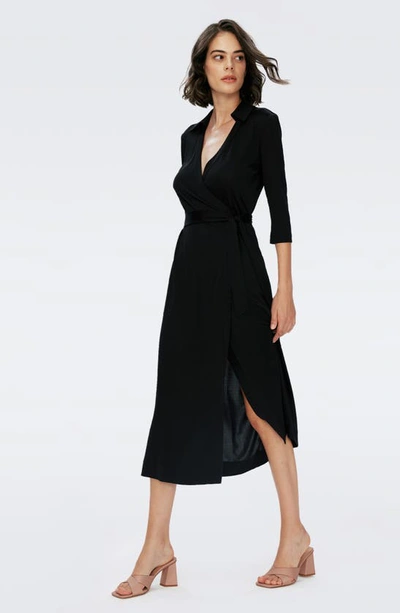 Shop Diane Von Furstenberg Abigail Midi Wrap Dress In Black