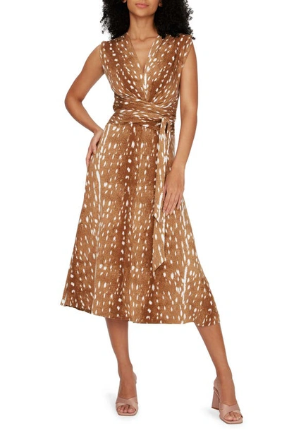 Shop Diane Von Furstenberg Dorothee Faux Wrap Midi Dress In Fawn Neatural
