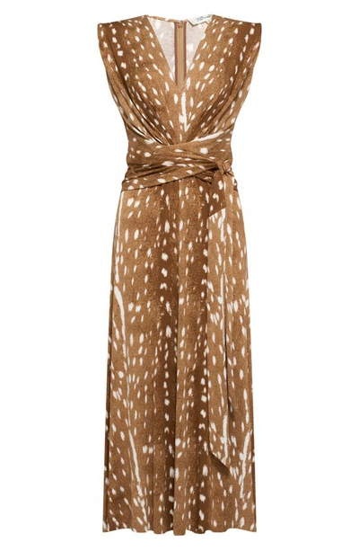 Shop Diane Von Furstenberg Dorothee Faux Wrap Midi Dress In Fawn Neatural