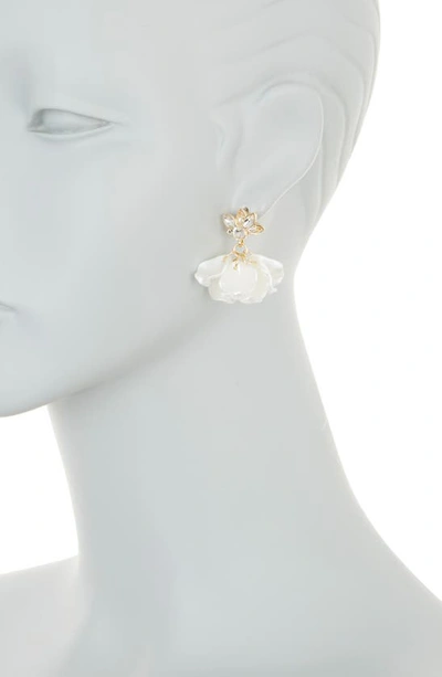 Shop Tasha Imitation Pearl Flower Dangle Earrings In Gold/ Ivory