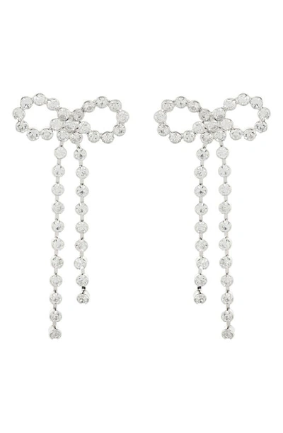 Shop Tasha Crystal Bow Drop Earrings In Silver