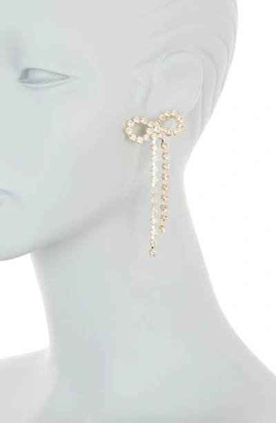 Shop Tasha Crystal Bow Drop Earrings In Gold
