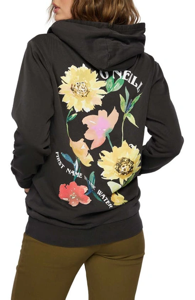 Shop O'neill Forever Graphic Hoodie In Washed Black