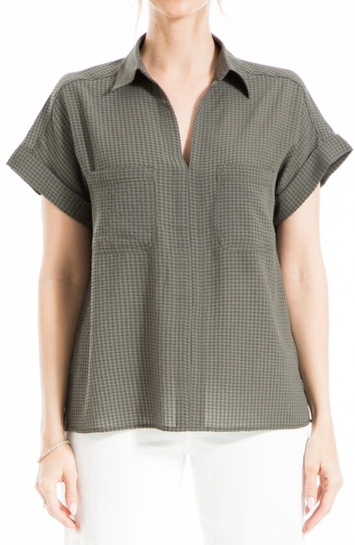 Shop Max Studio Grid Collared Top In Army