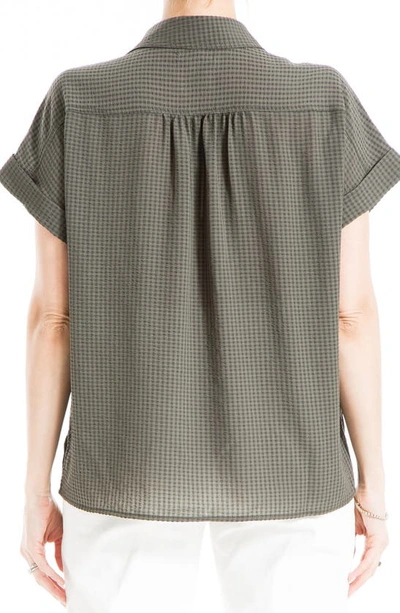 Shop Max Studio Grid Collared Top In Army