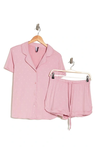 Shop Jaclyn Dot Embossed Short Pajamas In Cameo Pink