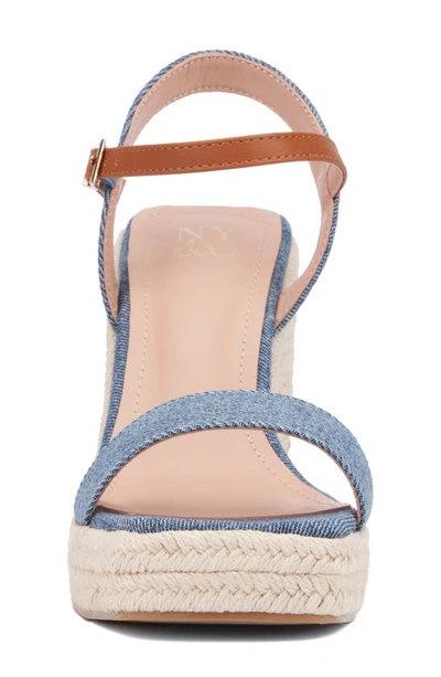 New York And Company Unita Espadrille Platform Wedge Sandal In Blue/tan