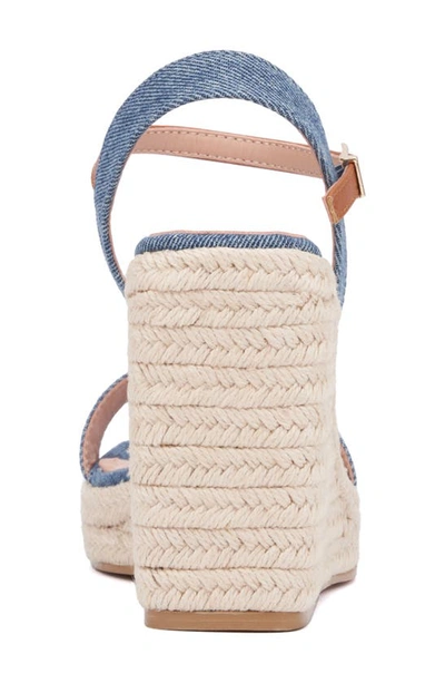 New York And Company Unita Espadrille Platform Wedge Sandal In Blue/tan