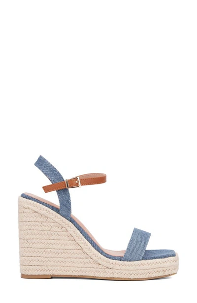 New York And Company Unita Espadrille Platform Wedge Sandal In Blue/tan