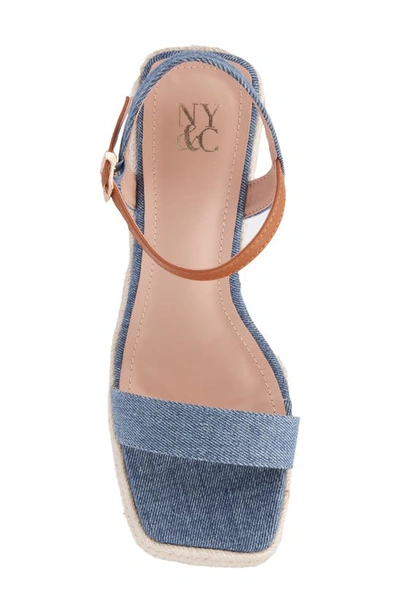 New York And Company Unita Espadrille Platform Wedge Sandal In Blue/tan