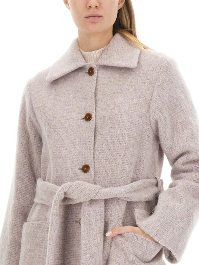 Shop Alysi Belted Coat In Lilac