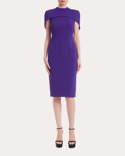 Shop Badgley Mischka Women's Cape-shoulder Sheath Dress In Purple