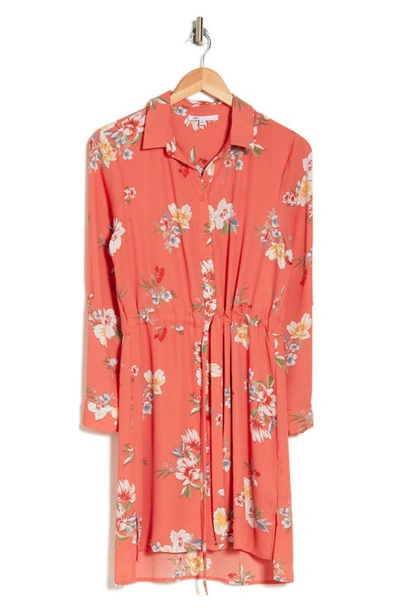 Shop Dr2 By Daniel Rainn Floral Long Sleeve Shirtdress In Villa