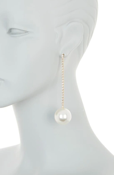 Shop Tasha Imitation Pearl Crystal Chain Drop Earrings In Gold/ Ivory