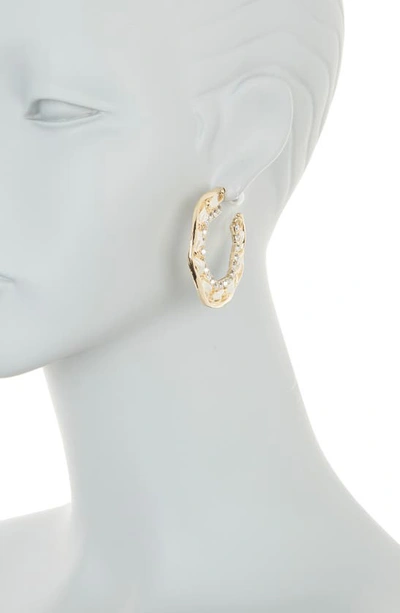 Shop Tasha Crystal Ribbon Hoop Earrings In Gold/ Ivory