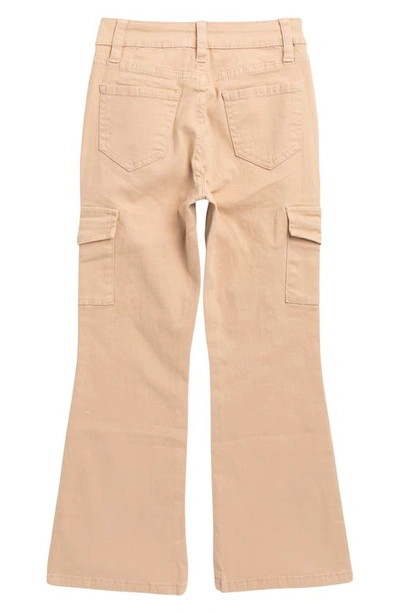 Shop Ymi Kids' Stretch Cotton Twill Cargo Pants In Toasted Almond