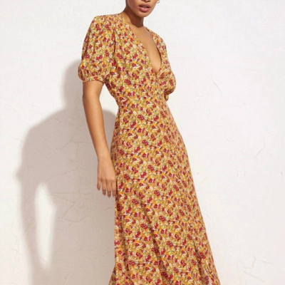 Shop Faithfull The Brand Bellavista Midi Dress In Brown