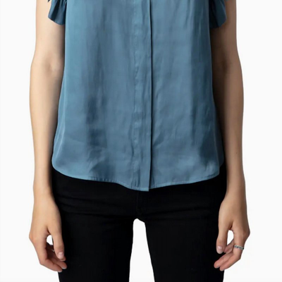 Shop Zadig & Voltaire Tiza Satin Blouse In Blue