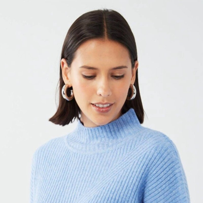Shop Fdj Mockneck Tunic Sweater In Blue