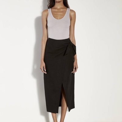 Shop Enza Costa Linen Wrap Skirt In Black