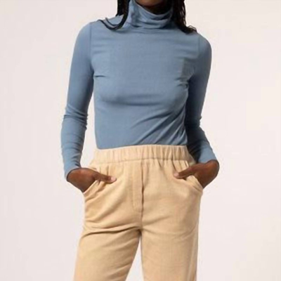 Shop Frnch Woven Turtleneck Top In Blue
