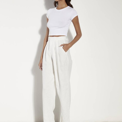 Shop Enza Costa Tapered Pleated Hi-waist Pant In White