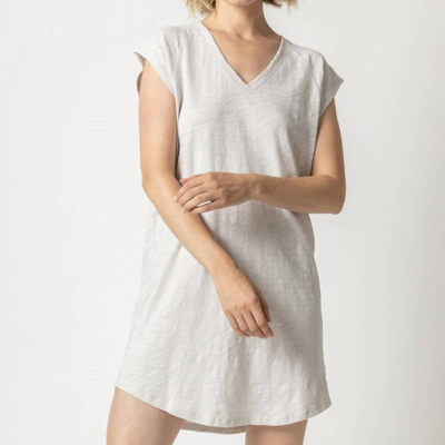 Shop Lilla P V-neck Short Sleeve Raglan Dress In Grey