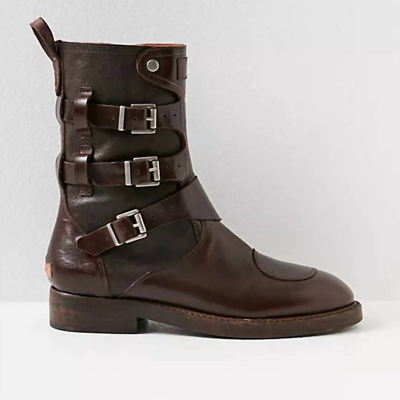 Shop Free People Wtf Dusty Buckle Boot In Brown