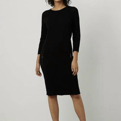 Shop Joseph Ribkoff Knit Dress With Zipper Details In Black
